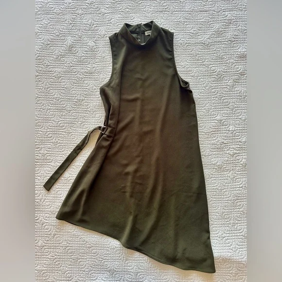 Monteau Asymmetrical Olive Dress-size M - Picture 1 of 5